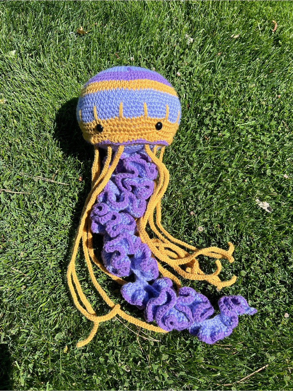 Hand Crocheted Ernie the Jumbo Purple Jellyfish Stuffed Animal Plushie!
